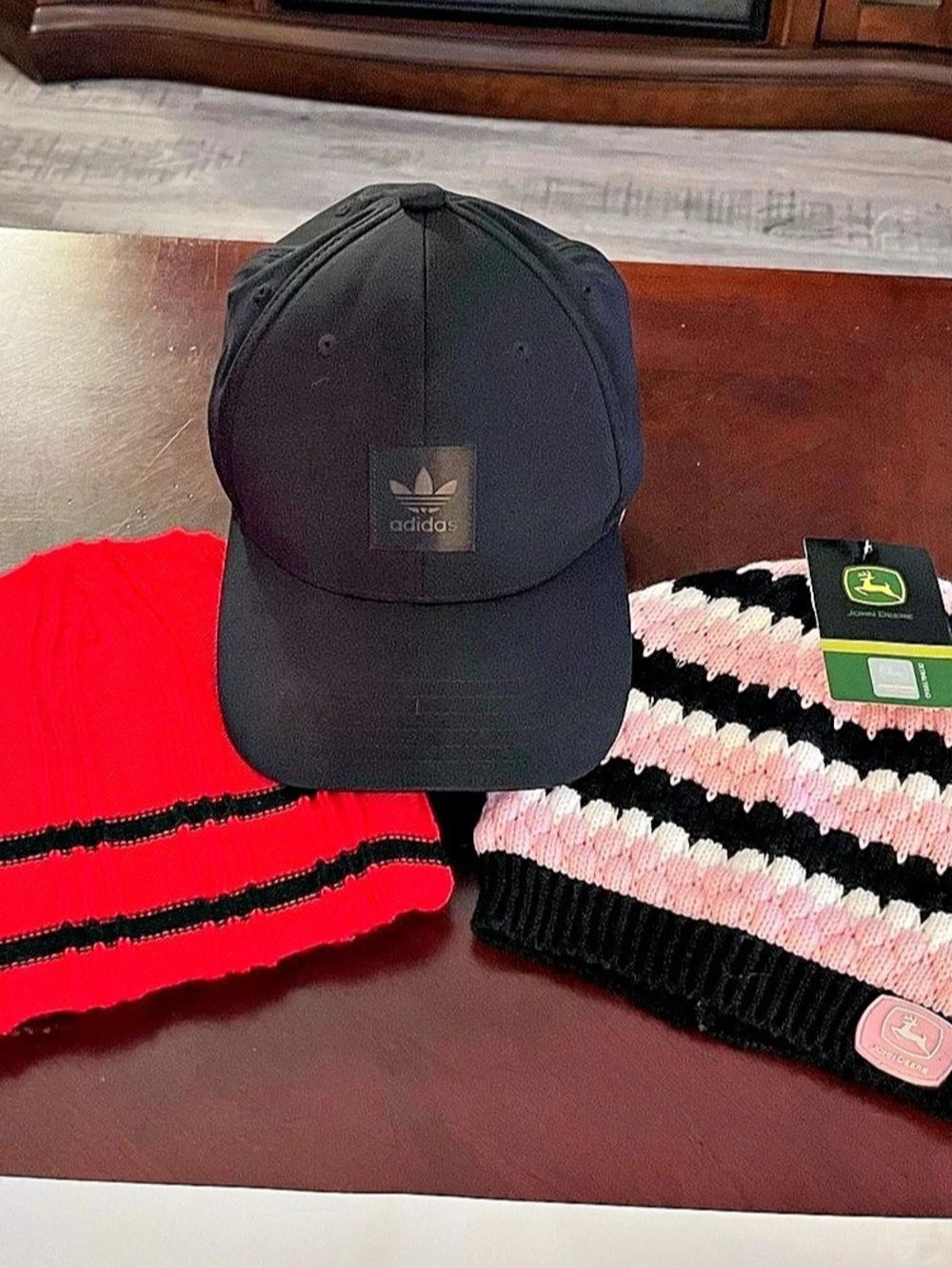 Bundle of 3 Hats: Adidas, John Deere Beanie, JFH